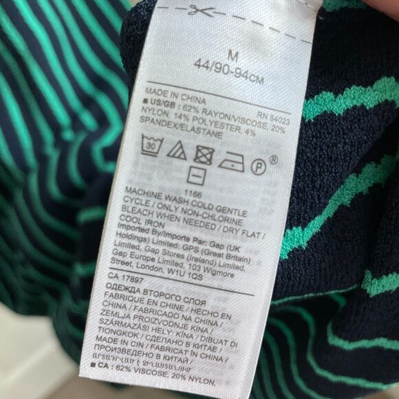 Banana Republic SQUARE-NECK KNIT MIDI DRESS in Navy & Emerald Green Stripe - Picture 5 of 9